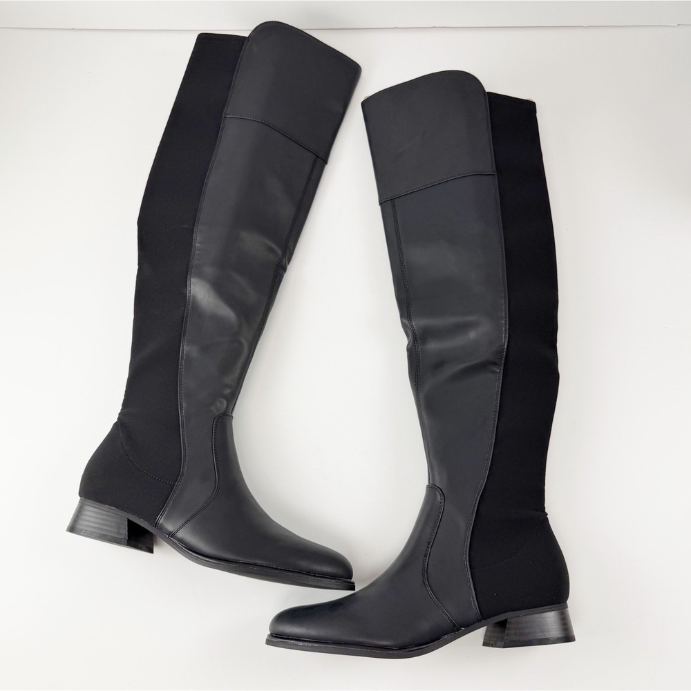 Marc Fisher Boots Womens 9.5M Black Terrea Almond Toe Over the Knee Boots NEW